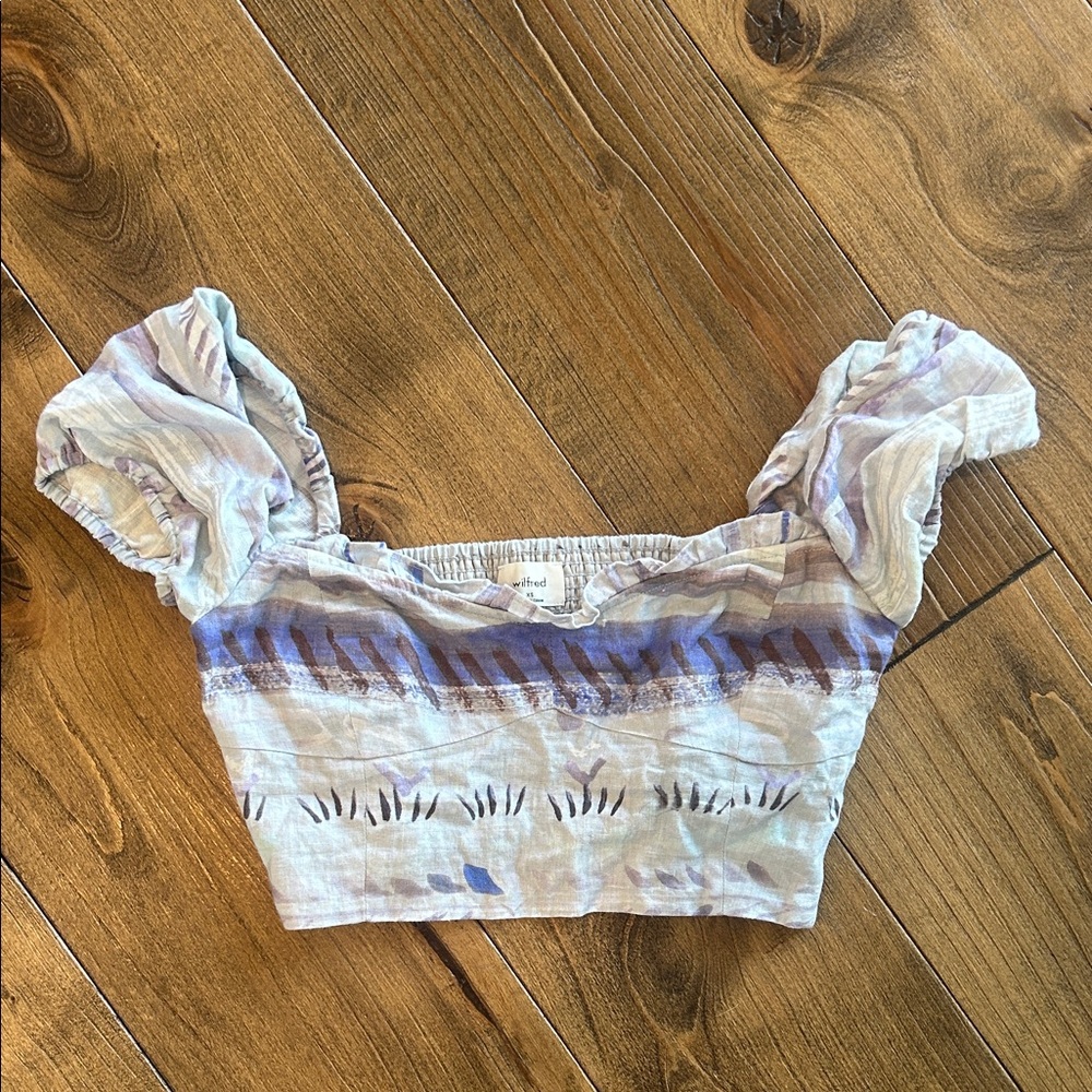 Wilfred  Blue and Gray Patterned Crop Top